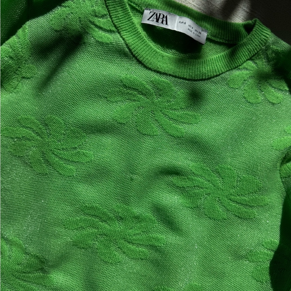 ZARA Lime Green Sheer Top
